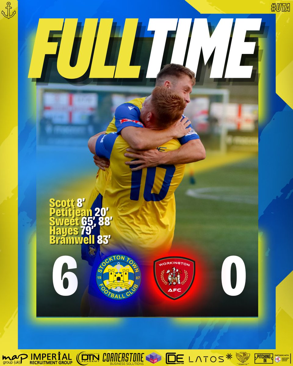 stockton_townfc's tweet photo. FULL-TIME: Immense. Absolutely immense.

🟡 #STFC 6-0 #WFC 🔴 | #UTA⚓️ https://t.co/QRnR8l2RH5