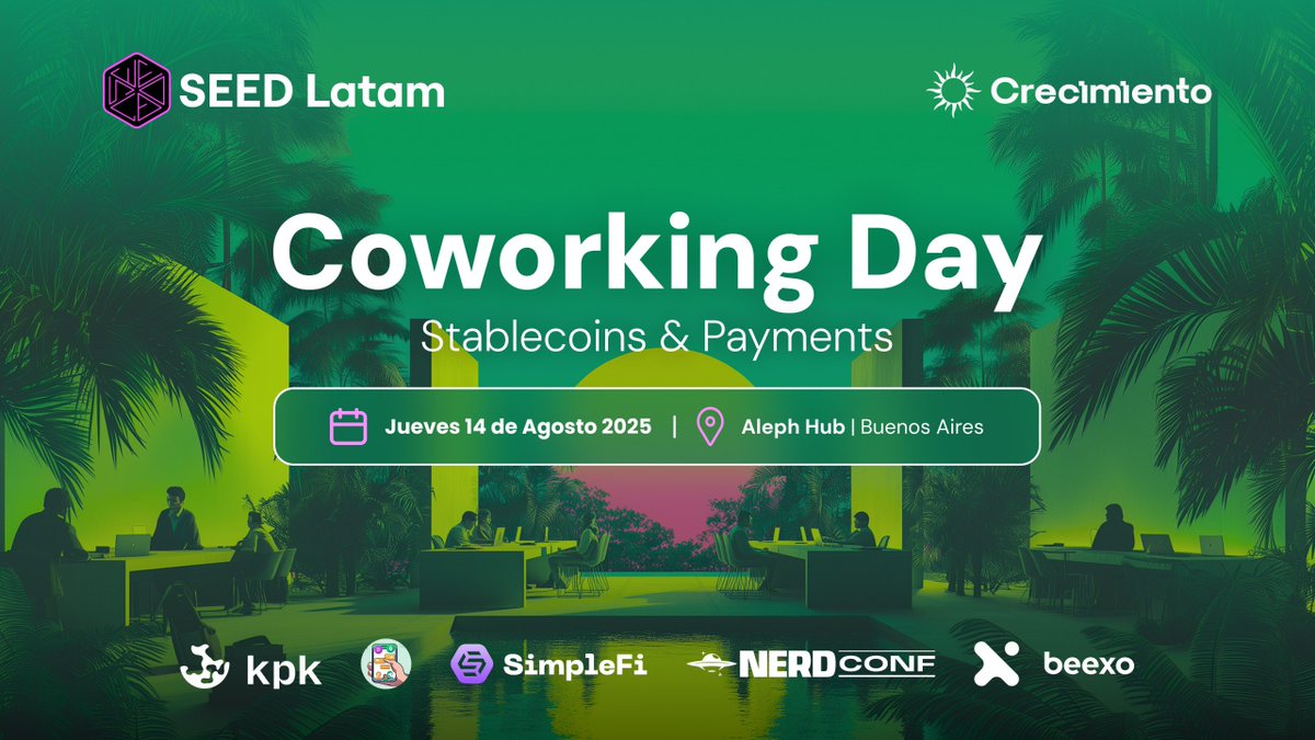 SEED Latam 🚀 🔊 (@seedlatam) on Twitter photo 👀 ¿Te vemos este jueves en el Coworking Day ‹› Stablecoins & Payments?
👇 Compartimos la agenda para que te organices:
🔹 10:00 hs - Desayuno 🥐☕️
🔹 16:00 hs - Panel sobre soluciones de pago - <a href="/SimpleFi_tech/">SimpleFi</a> <a href="/chatterpay/">ChatterPay</a> <a href="/beexowallet/">Beexo Wallet</a> <a href="/mantecafintech/">Manteca</a>
🔹 16:30 hs - Sesión de 👀 ¿Te vemos este jueves en el Coworking Day ‹› Stablecoins & Payments?
👇 Compartimos la agenda para que te organices:
🔹 10:00 hs - Desayuno 🥐☕️
🔹 16:00 hs - Panel sobre soluciones de pago - <a href="/SimpleFi_tech/">SimpleFi</a> <a href="/chatterpay/">ChatterPay</a> <a href="/beexowallet/">Beexo Wallet</a> <a href="/mantecafintech/">Manteca</a>
🔹 16:30 hs - Sesión de