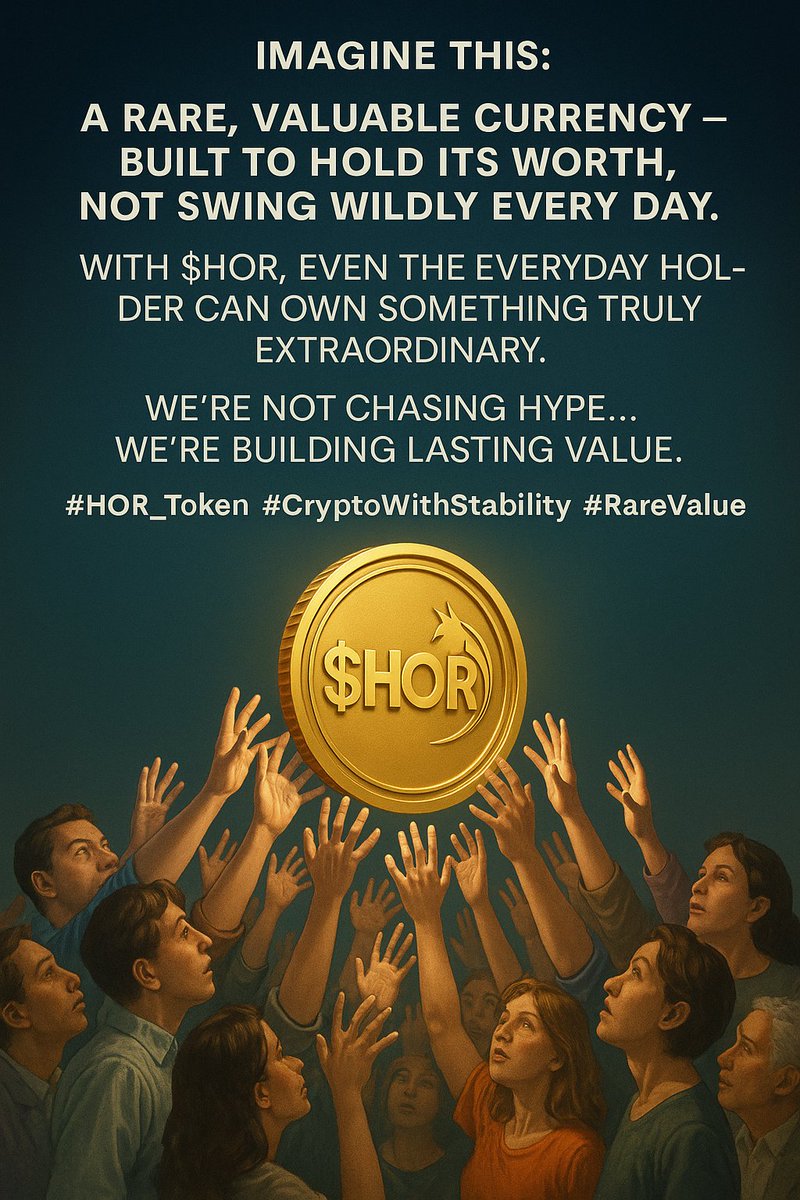 TokenHor's tweet photo. 🌟 Imagine this:
A rare, valuable currency — built to hold its worth, not swing wildly every day.
With $HOR, even the everyday holder can own something truly extraordinary.
We’re not chasing hype… we’re building lasting value. 🚀

#HOR_Token #CryptoWithStability #RareValue https://t.co/FBIfTrxqAK