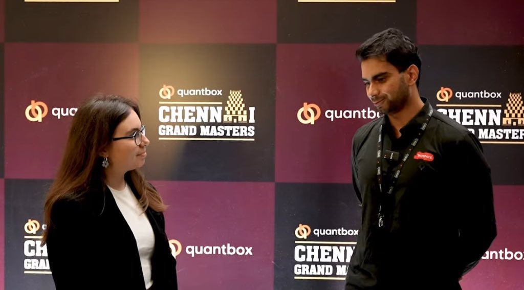 tothkincso_'s tweet image. A shot from my interview with Abhimanyu Puranik, one of the leaders of the Quantbox Chennai Grand Masters Chellengers section! 🇮🇳♟️
What’s one question you would ask from a top chess player?
#chess #chesspunks