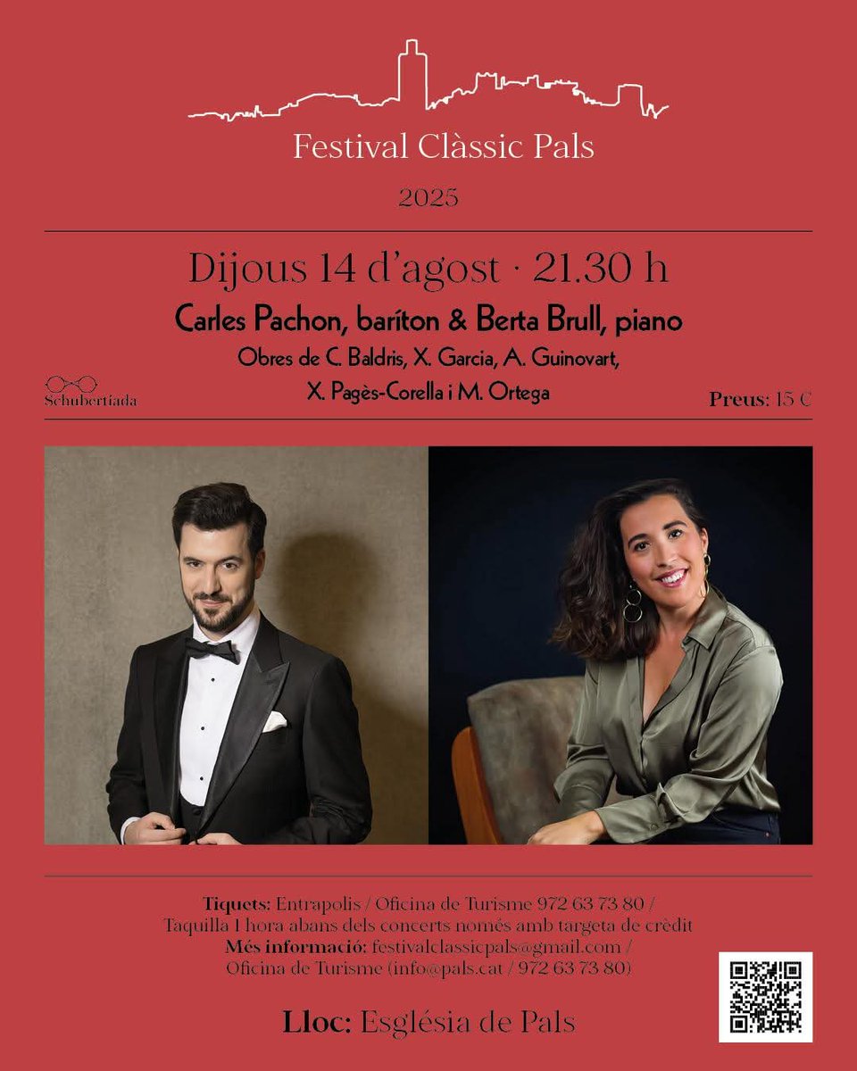El 14 d’agost al Festival Clàssic Pals, el baríton Carles Pachon i la pianista Berta Brull interpretaran una peça meva que estimo especialmente, la 'Rondalla del bou'. Al CD que es presenta tambe hi haurà el 'Soneto de amor' de Neruda. Un luxe! Moltes gràcies!