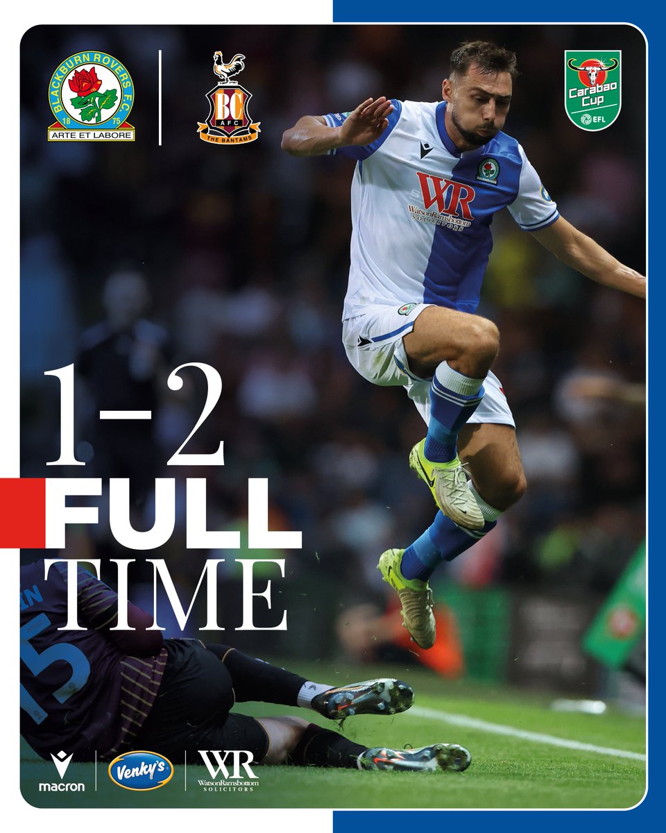 ⏱️ Full-time: 🌹 #Rovers 1-2 #BCAFC 🐔

We exit the Carabao Cup.

#ROVvBRA 🔵⚪️