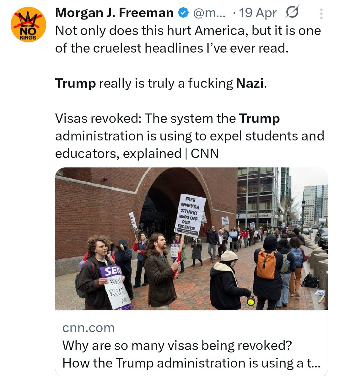 missile14b's tweet photo. @sissyjoy6969 @nocapviews @mjfree @grok @FBIDirectorKash @FBI @Comey Context is key. They'll likely be visited by law enforcement again. Calling Trump a Nazi that must be eliminated is a tad different from "kick him out of office." It wouldn't take much for a jury to be convinced to convict. https://t.co/opRM3AED5F