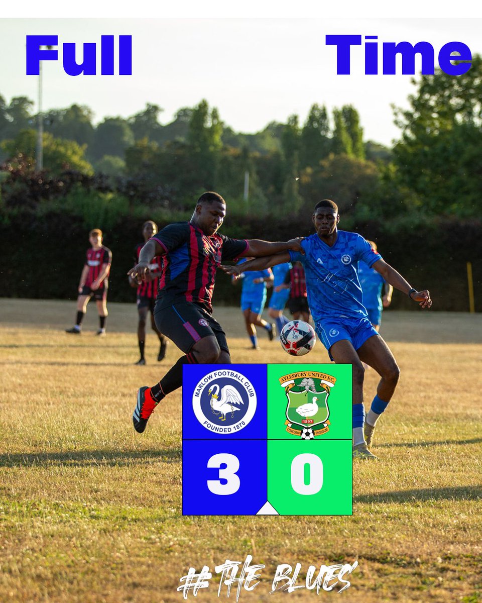 MarlowFC's tweet photo. 𝑭𝒖𝒍𝒍 𝑻𝒊𝒎𝒆

A strong performance by our blues tonight sees us run out as 3-0 victors against @AylesburyUtdFC 

CMON MARLOW 💙

#MarlowFC #TheBlues #WeAreMarlow https://t.co/zjTuPNdcug