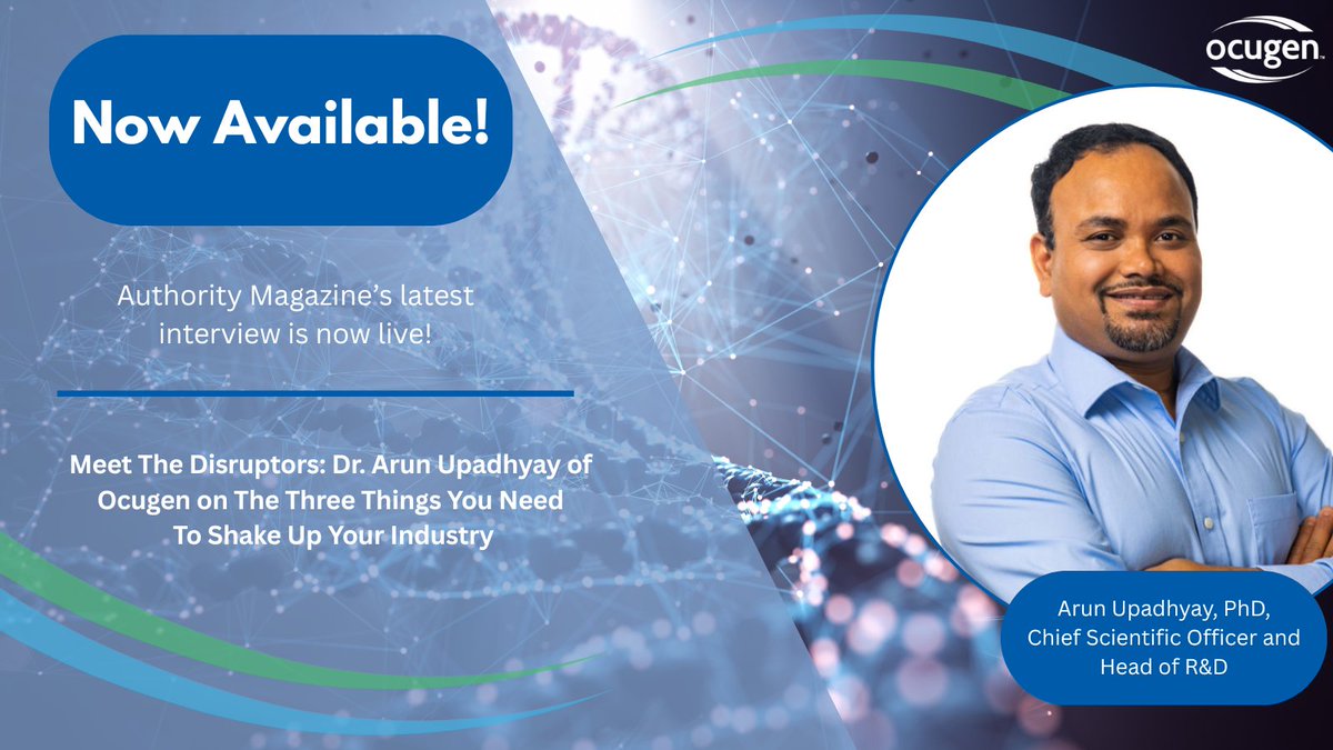 Ocugen (@ocugen) on Twitter photo In <a href="/AuthorityMgzine/">Authority Magazine</a> Dr. Arun Upadhyay shares how Ocugen is challenging the status quo in biotech to create lasting impact for patients.
Read more: bit.ly/4mwGWrr
#BiotechInnovation #GeneTherapy #FutureOfMedicine In <a href="/AuthorityMgzine/">Authority Magazine</a> Dr. Arun Upadhyay shares how Ocugen is challenging the status quo in biotech to create lasting impact for patients.
Read more: bit.ly/4mwGWrr
#BiotechInnovation #GeneTherapy #FutureOfMedicine
