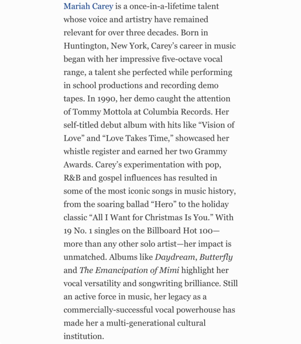 Forbes honors Mariah Carey as one of the best black female vocalists in history:

“Still an active force in music, her legacy as a commercially-successful vocal powerhouse has made her a multi-generational cultural institution”.