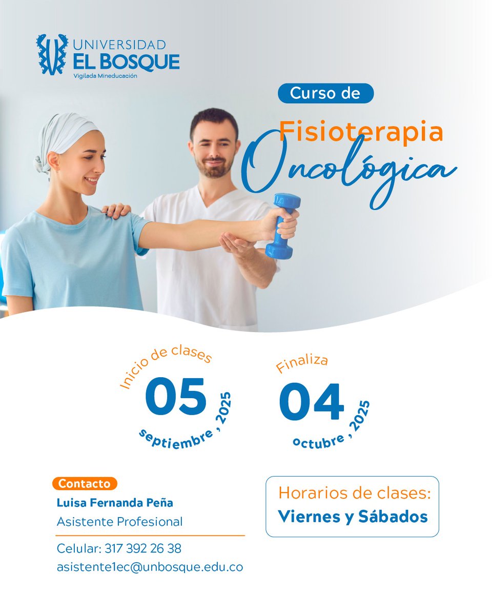 🎯 Potencia tu práctica profesional y marca la diferencia en la recuperación de pacientes con cáncer.

Este curso de <a href="/U_ElBosque/">Universidad El Bosque</a> te brinda herramientas especializadas para acompañar a tus pacientes en su proceso de rehabilitación física y emocional.

 #YoSoyElBosque💚