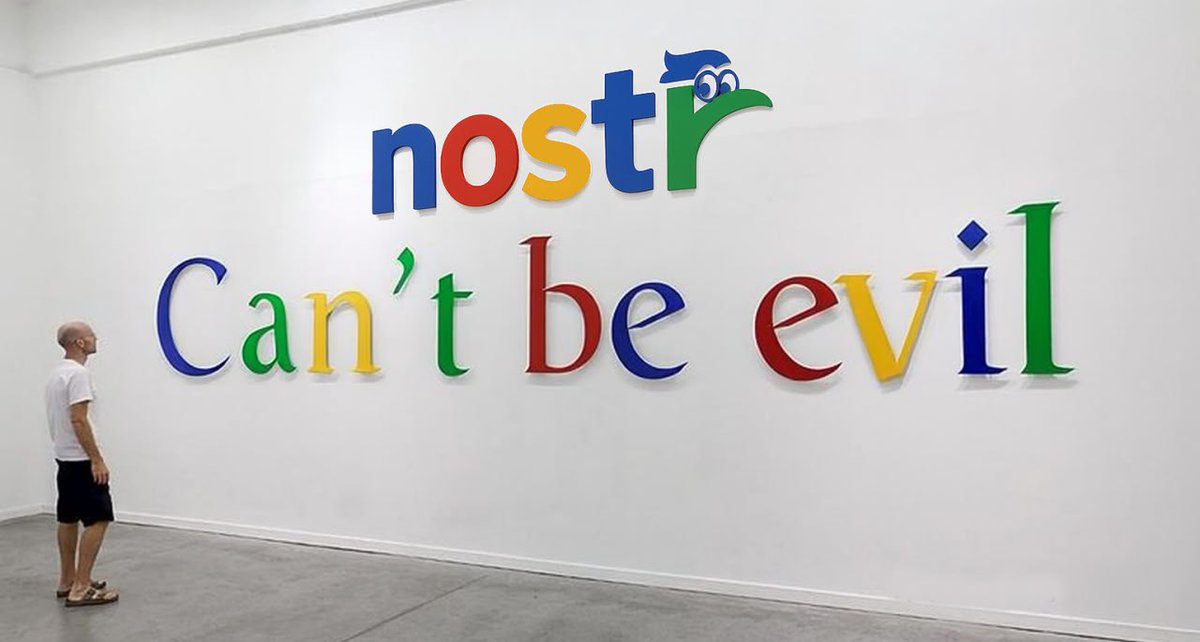 Nostr is evil-resistant.
The power of modern corps rests on the data they silo and profits made monetizing that data.
The nostr paradigm of shared/interoperable data flips this; it's much harder for a corp to become evil.