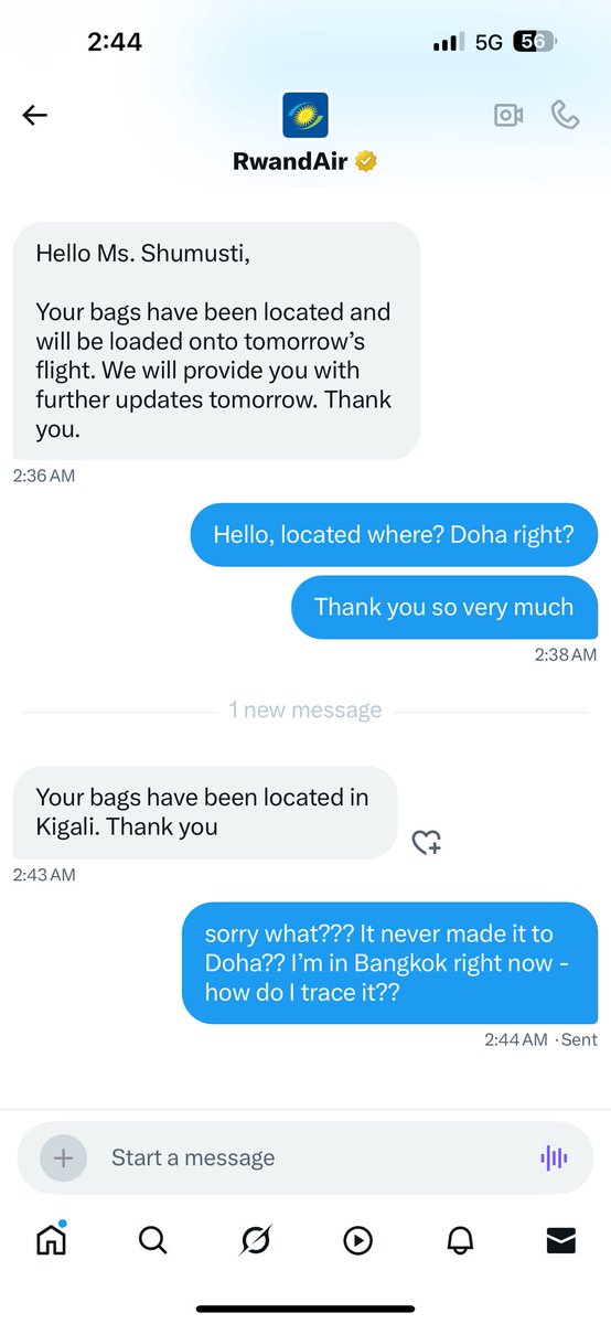 MariaShumusti's tweet image. AIRLINE HORROR: My bags never even left Kigali on a flight that sat on the tarmac for 90 mins. @FlyRwandAir this is beyond disgraceful. @qatarairways @QRSupport where ARE they and when will I get them?
@YvonneMakolo would appreciate your staff's response and not just Twitter dms.