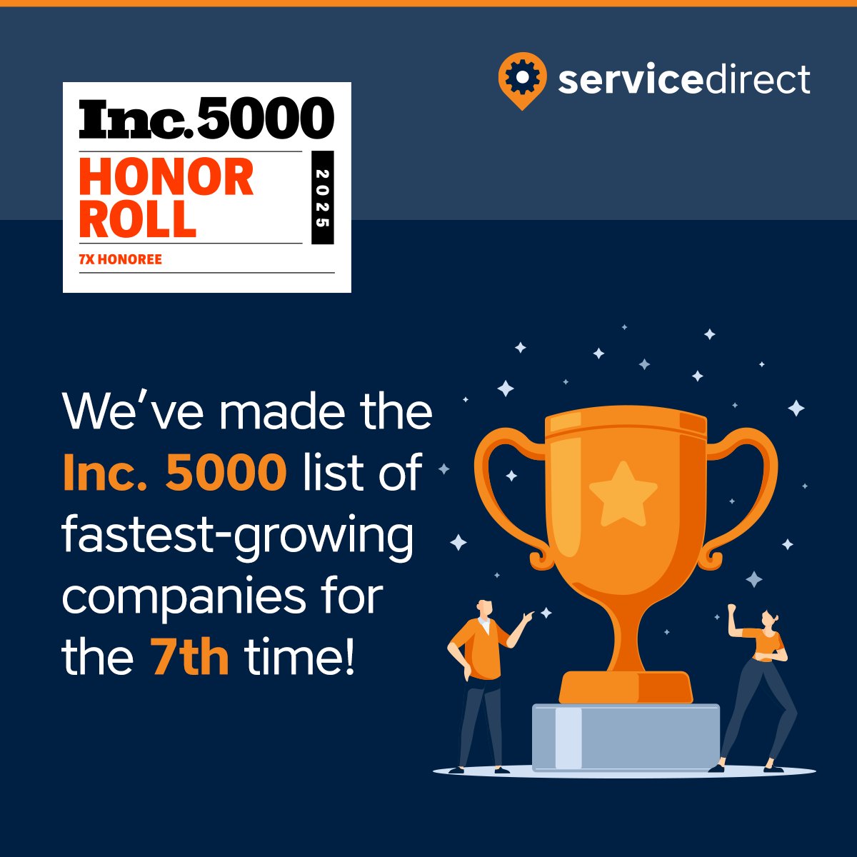 Big news! 🎉 Service Direct has made the #INC5000 list of fastest-growing companies for the 7th time!

We're proud of our team's resilience, growth, and continued commitment to client success.

Here’s to the future!💯

hubs.la/Q03CrBLT0

#Inc5000 #ServiceDirect #PayPerCall