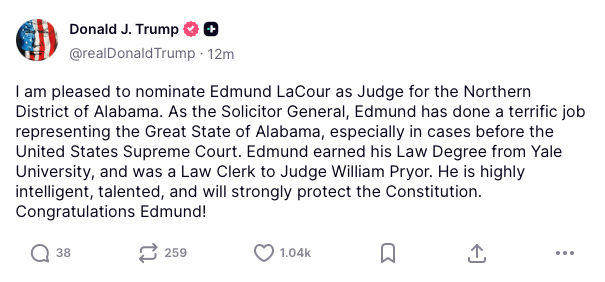 RAGA (@republicanags) on Twitter photo President <a href="/realDonaldTrump/">Donald J. Trump</a> recognizes the talent in Republican AG offices. He continues to tap these brilliant legal minds and rule-of-law champions for senior roles in the White House, cabinet agencies, and federal judgeships.
Congratulations to Eddie LaCour! President <a href="/realDonaldTrump/">Donald J. Trump</a> recognizes the talent in Republican AG offices. He continues to tap these brilliant legal minds and rule-of-law champions for senior roles in the White House, cabinet agencies, and federal judgeships.
Congratulations to Eddie LaCour!
