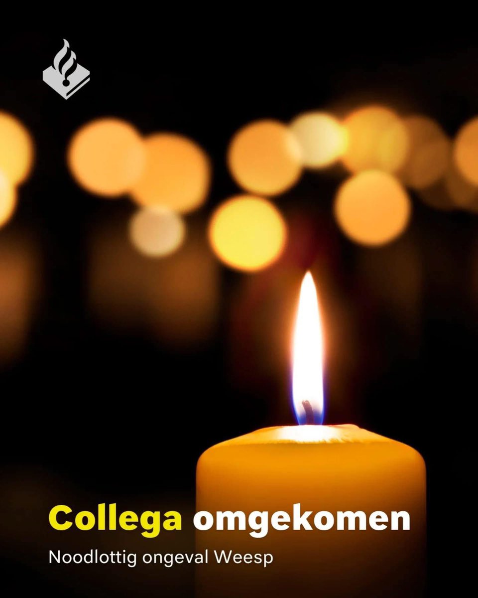 Vandaag verliezen we een collega ⚫️🔵⚫️
Een 39-jarige politieagent die in burger dienst deed, is vanochtend om het leven gekomen bij een aanrijding op de N236 in Weesp. 

Onze gedachten zijn bij zijn familie, vrienden en collega’s. Rust zacht, collega. 💙🖤💙