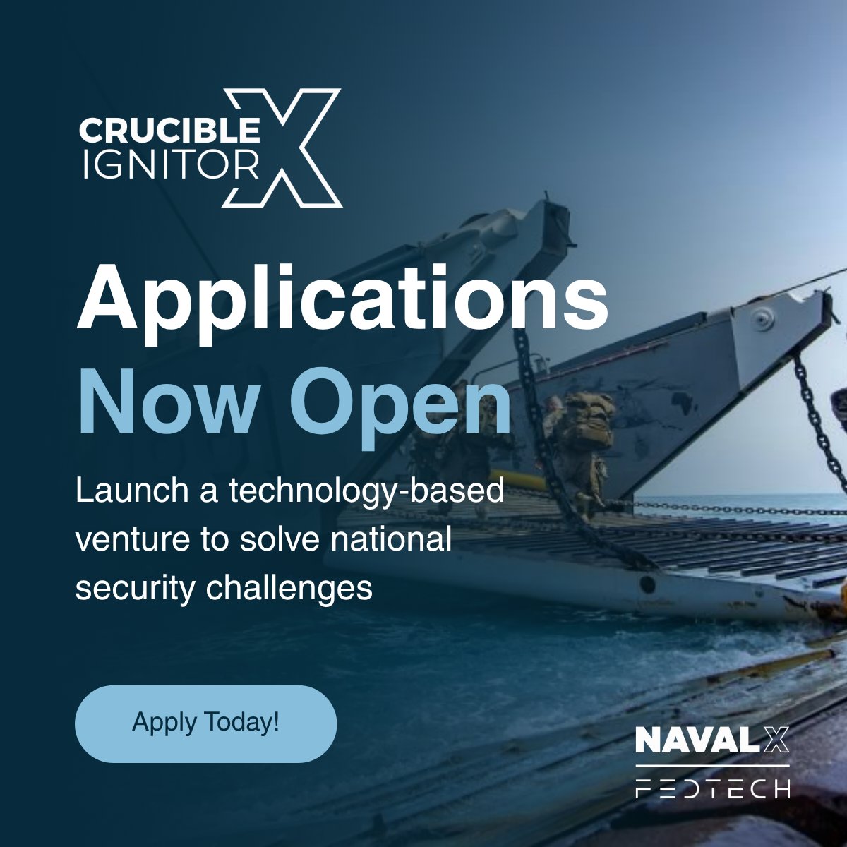 FedTechStartups's tweet image. Crucible Ignitor is seeking visionary deeptech founders to build ventures addressing real-world challenges in national security and other critical sectors.

Learn More and Apply: hubs.ly/Q03CtcJP0 
Attend an Info Session: hubs.ly/Q03Ctdsm0