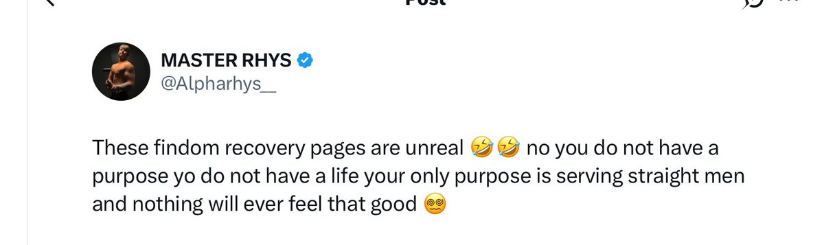 Toxic homophobia and encouraging male suicide is not ok. #findom #UK 

@Alpharhys_