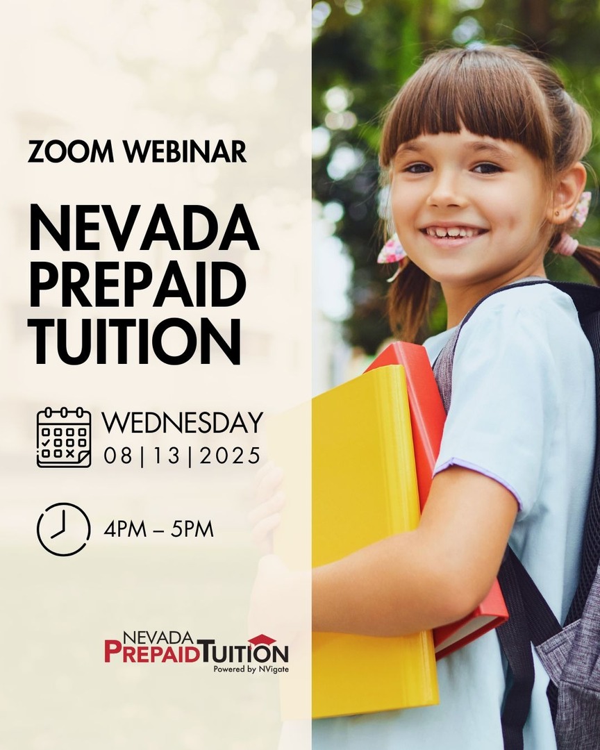 🎓 Nevada parents—learn how to lock in future college tuition at today’s rates. Join our Prepaid Tuition webinar on Wednesday, August 13.

👉 Register:
[LINK] nvigate.gov/event/nevada-p…