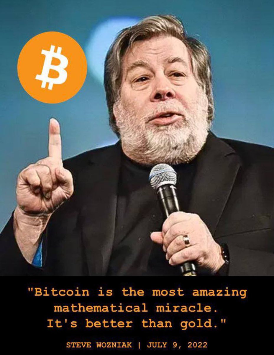 “#Bitcoin is the most amazing mathematical miracle. It's better than gold.”
- Steve Wozniak