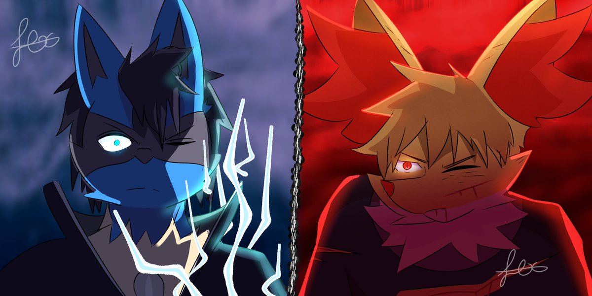 — 🔵 “You've fought for me,and look where it led you.”

— 🔴 “Right into the path to change you.”

#Delphox #Lucario #pokemon #Pmd