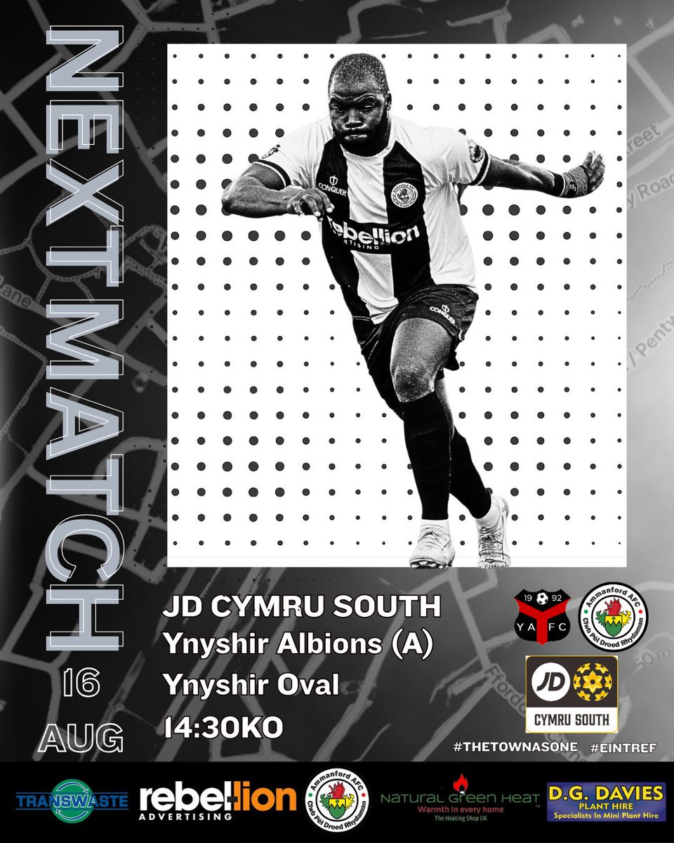 Ammanford AFC (@ammanfordafc) on Twitter photo βοΈβοΈβοΈ
We're on the road again this weekend as we head up to <a href="/YAFCthebuns/">Ynyshir Albions FC</a>
The Buns had a fantastic win last weekend against Pontypridd and are set to be a strong test!
πYnyshir Albions
πJD Cymru South
ποΈYnyshir Oval
ποΈSat 16th August
π2:30KO
#TheTownAsOne #EinTref βοΈβοΈβοΈ
We're on the road again this weekend as we head up to <a href="/YAFCthebuns/">Ynyshir Albions FC</a>
The Buns had a fantastic win last weekend against Pontypridd and are set to be a strong test!
πYnyshir Albions
πJD Cymru South
ποΈYnyshir Oval
ποΈSat 16th August
π2:30KO
#TheTownAsOne #EinTref