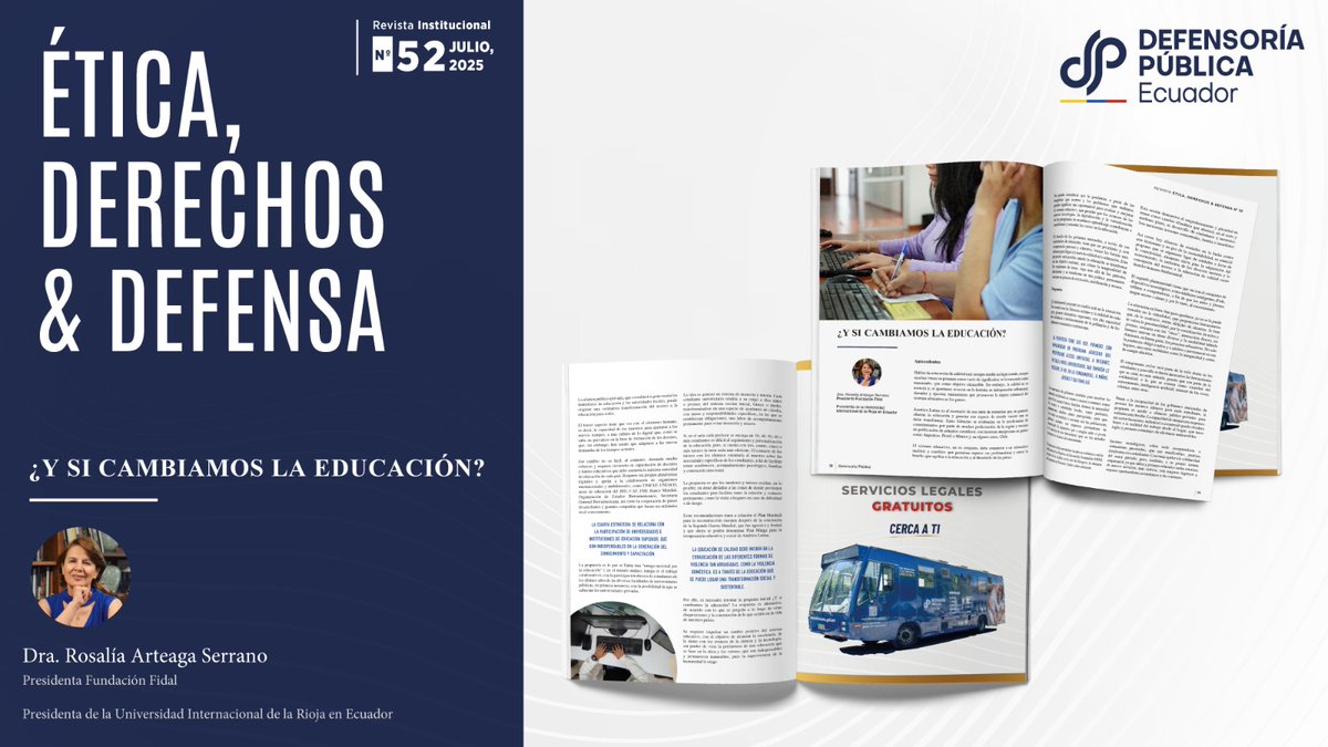 Defensoría Pública del Ecuador (@defpublicaec) on Twitter photo La Defensoría Pública presentó la edición No. 52 de su revista institucional “Ética, Derechos & Defensa” <a href="/rosaliaarteaga/">Rosalía Arteaga</a> <a href="/FundacionFidal/">Fundación FIDAL</a>
Le invitamos a conocer más en el siguiente enlace:
revista.defensoria.gob.ec La Defensoría Pública presentó la edición No. 52 de su revista institucional “Ética, Derechos & Defensa” <a href="/rosaliaarteaga/">Rosalía Arteaga</a> <a href="/FundacionFidal/">Fundación FIDAL</a>
Le invitamos a conocer más en el siguiente enlace:
revista.defensoria.gob.ec