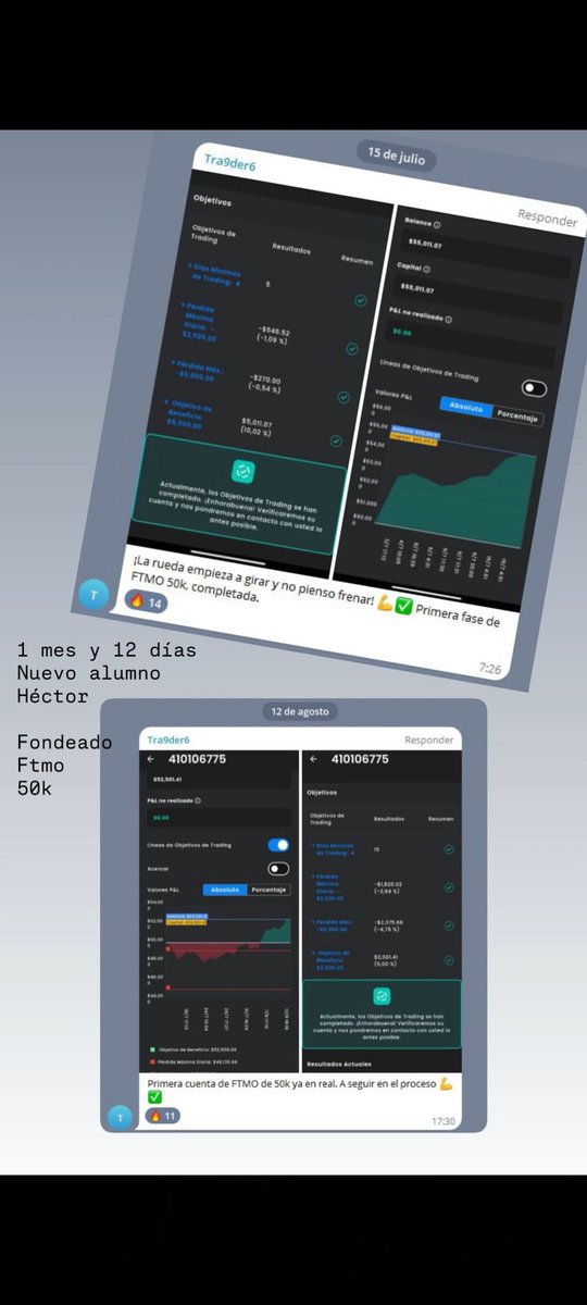 Tra9der6's tweet image. 🚀 Primera cuenta de fondeo de 50 k en FTMO superada ✅ gracias a los robots creados con la formación IMOX.

Seguimos creciendo, evolucionando y alcanzando metas. Cada vez más cerca de objetivos más grandes 💪

#TradingAlgoritmico #FTMO #Trading #Objetivos #Consistencia
