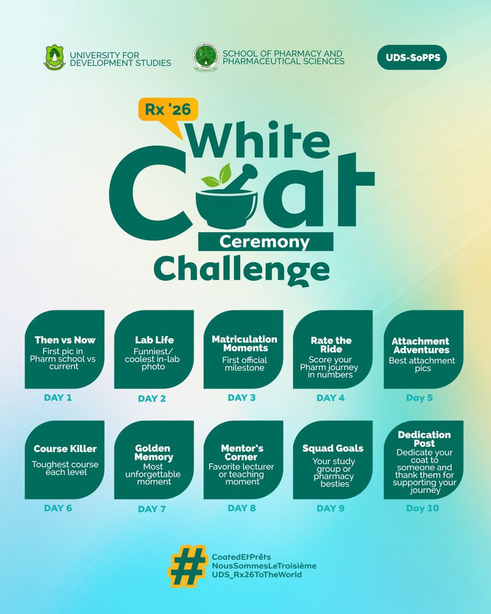 gpsa_uds's tweet photo. 🚨 UDS Rx 26, GATHER HERE! 🩺💊

We’re officially *50 DAYS* to our White Coat Ceremony 🎉 and you know what that means… it’s CHALLENGE TIME! 🔥

*#CoatedEtPrêts*
*#NousSommesLeTroisième*
*#UDS_Rx26ToTheWorld* https://t.co/mEOdsoYTeI