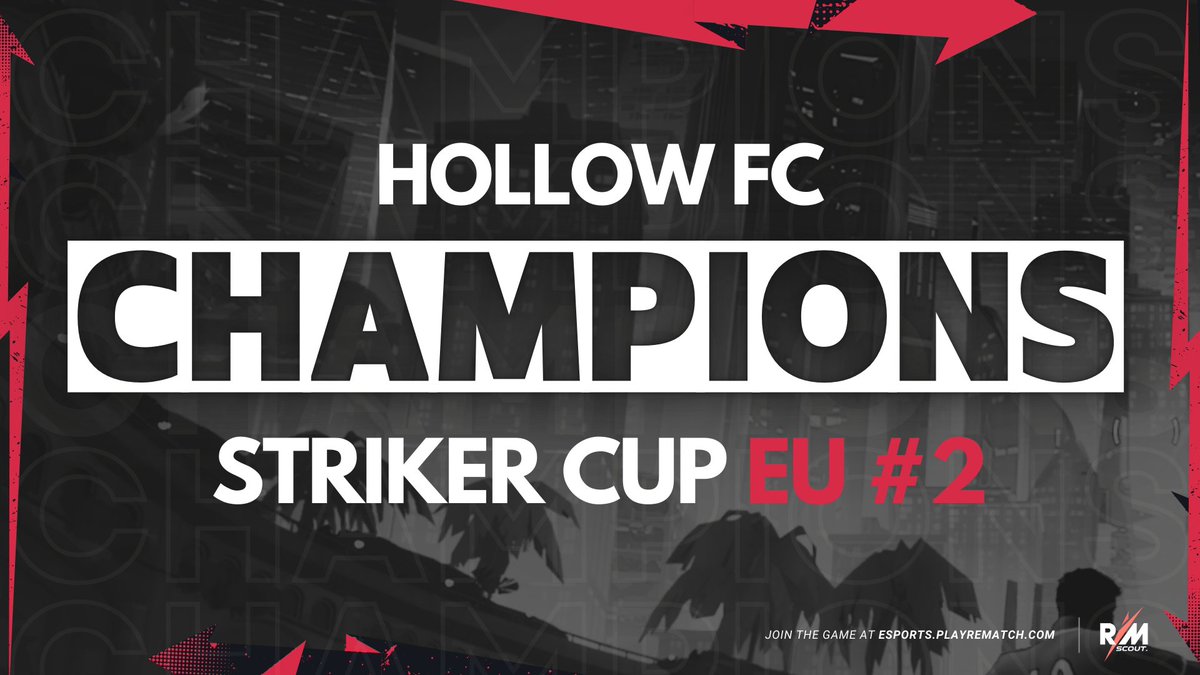 🏆 Hollow FC are your <a href="/RematchEsports/">Rematch Esports</a> EU Striker Cup #2 Champions!

The EU #5 rising stars defeat After Hours in a 3-0 Grand Final straight sweep, to claim their first major trophy!

Honourable mentions to 2nd and 3rd place:

🥈 After Hours
🥉 EKM / <a href="/DSQ_GG/">DSQ Esports</a> 

#Rematch