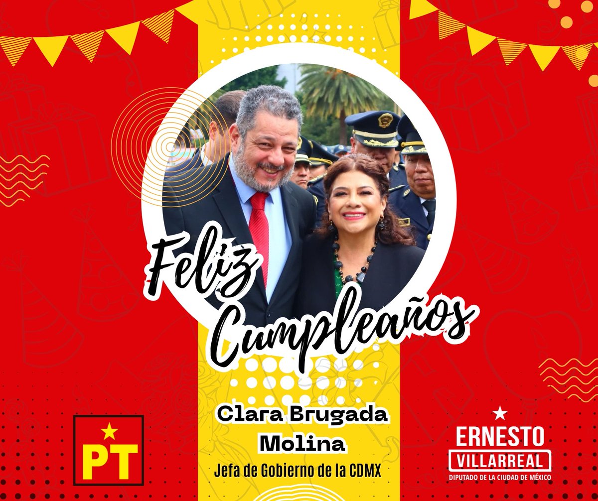ERNESTO VILLARREAL (@ernestovcpt) on Twitter photo 🎉Con mucho cariño felicito hoy en su cumpleaños, a nuestra querida Jefa de Gobierno <a href="/ClaraBrugadaM/">Clara Brugada Molina</a>
Mis mejores deseos y parabienes. ✨️🎂️🎉🎈🎁
#DiputadoErnestoVillarreal #PT 🎉Con mucho cariño felicito hoy en su cumpleaños, a nuestra querida Jefa de Gobierno <a href="/ClaraBrugadaM/">Clara Brugada Molina</a>
Mis mejores deseos y parabienes. ✨️🎂️🎉🎈🎁
#DiputadoErnestoVillarreal #PT