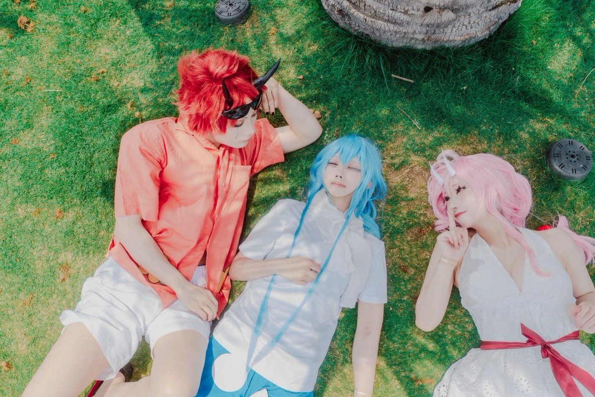 aria1015's tweet photo. ⚠︎ cos  コスプレ
　　転スラ　
転生したらスライムだった件

　　　　　　SUMMER
　     
ラバストver
thanks📷 4K @toki_kemo_ さん
ベニマル　こん
シュナ　@A_erukun 
リムル   @Shiou__cos 
#ラグコス　
#ラグコス2025 https://t.co/GVspoE9eG1