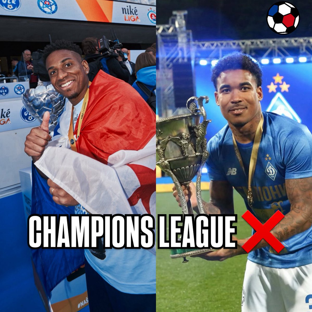 ELIMINADOS 😭

César Blackman y el Slovan Bratislava perdieron en la tanda de penales (3-4) ante Kairat Almaty 🇰🇿 por la fase previa de la UEFA Champions League.

Mientras que Eduardo Guerrero y el Dinamo Kiev cayeron por un global de 3-0 ante el Pafos FC 🇨🇾