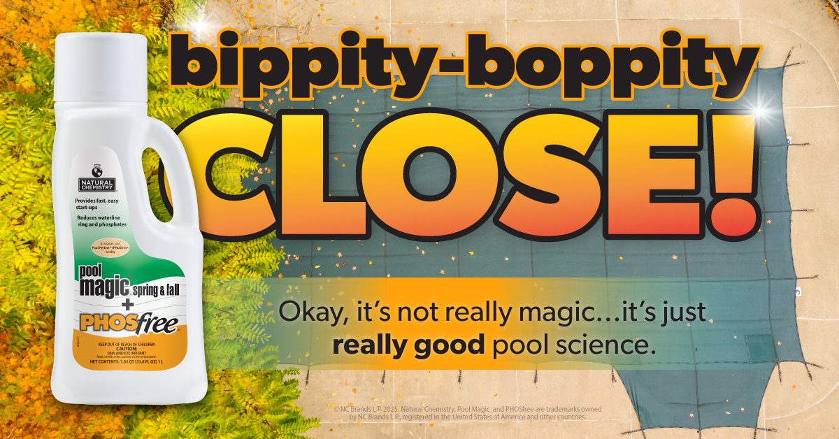PoolProMag's tweet image. Magical Pool Closings!
Natural Chemistry&apos;s Pool Magic® Spring &amp;amp; Fall + PHOSfree® is the must-have addition to any pool closing program to enjoy a problem-free, clear pool in the spring

Learn more:
naturalchemistry.com/pool-products/…

Paid Advertisement