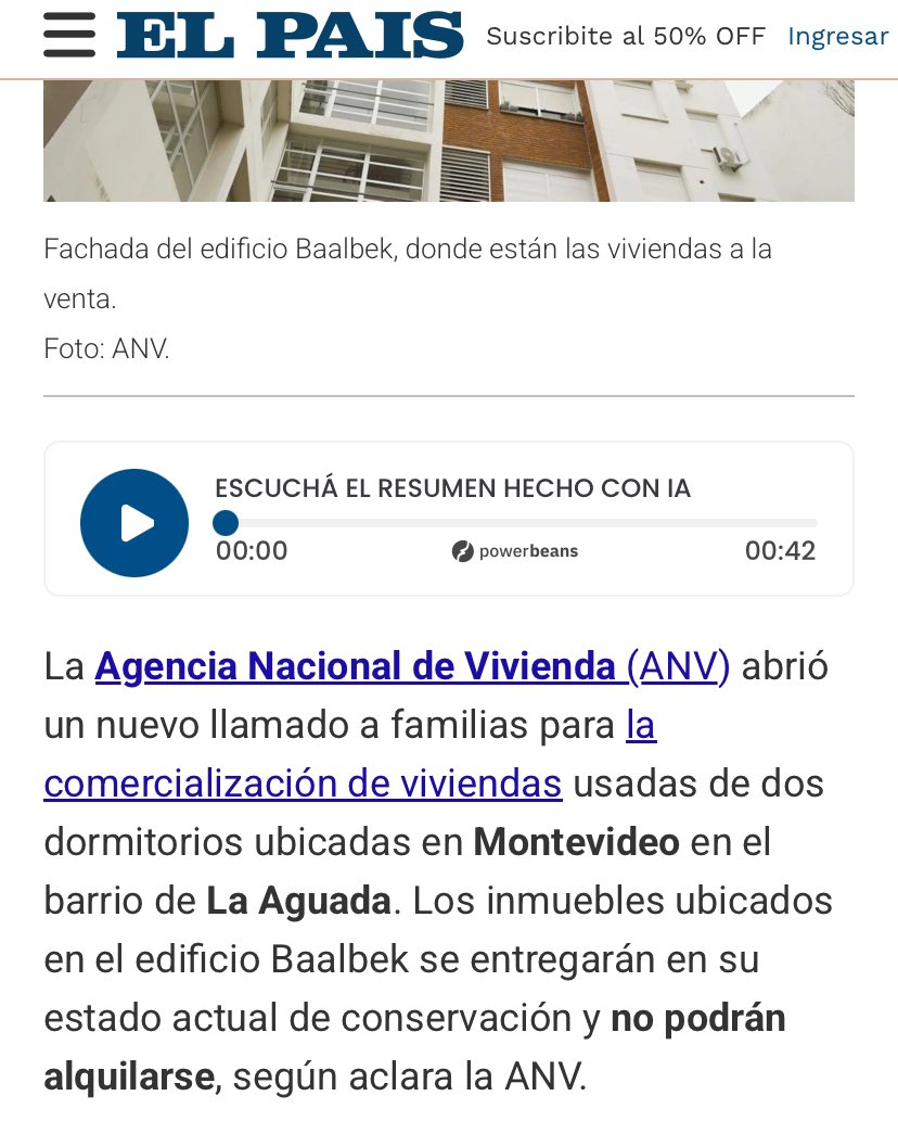 La <a href="/ANV_Uruguay/">ANV</a> informó de una oportunidad de compra de viviendas para familias de ingreso medio. Es una noticia a celebrar, ya que son muy escasas las políticas de acceso a la vivienda. Sin embargo, considero que la convocatoria incluye un requisito que es necesario revisar. 1/6