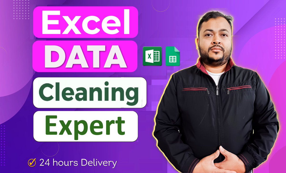 SohelRa33242866's tweet image. Struggling with messy data in Excel or Google Sheets?
I’ll clean, organize & format your spreadsheets the smart way!
✅ Remove duplicates
✅ Split addresses & names
✅ Filter, merge & clean data
📥 Order now: fiverr.com/s/pdXXyzy
#ExcelHelp
#DataCleaning
#GoogleSheets