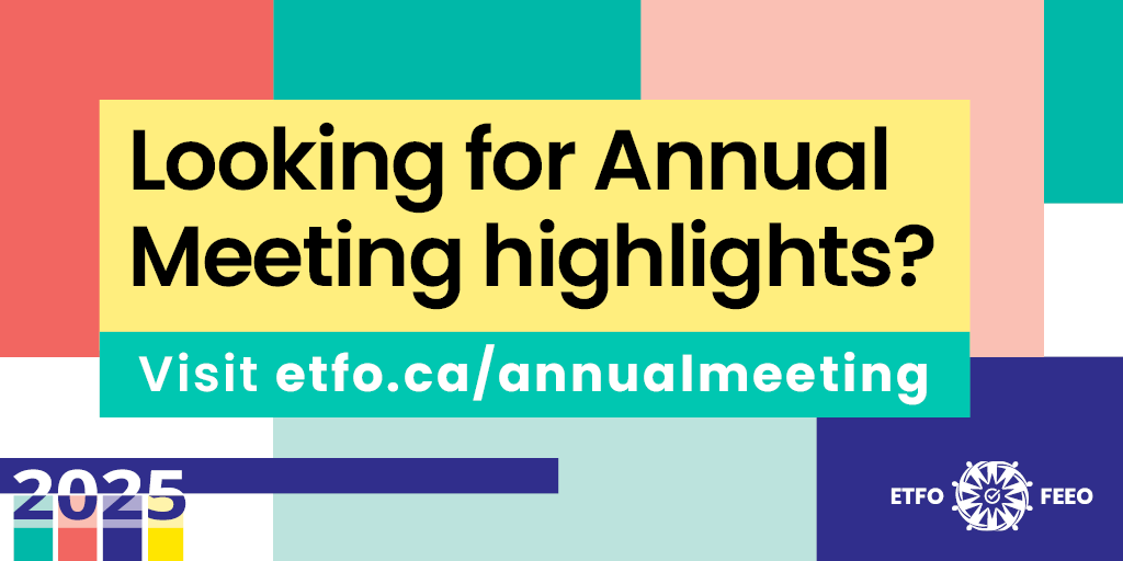 The second day of #ETFOAM2025 is coming to a close. If you are a member and looking for updates on resolutions passed today, speakers, nominees for the provincial executive, or award recipients, visit etfo.ca/annualmeeting. You will need to log in for access. #onpoli #onted