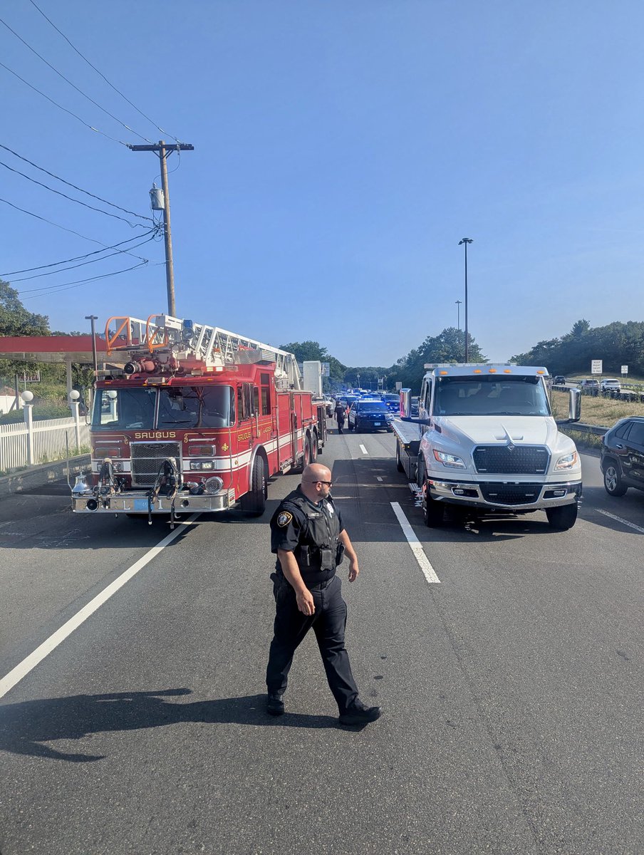 Saugus MA, *Car fire*  1314 Broadway Route-1 North @ Chisholm’s motel. Engine compartment well involved no injuries reported. The highway was closed for a short time that caused major traffic going northbound during the evening commute.