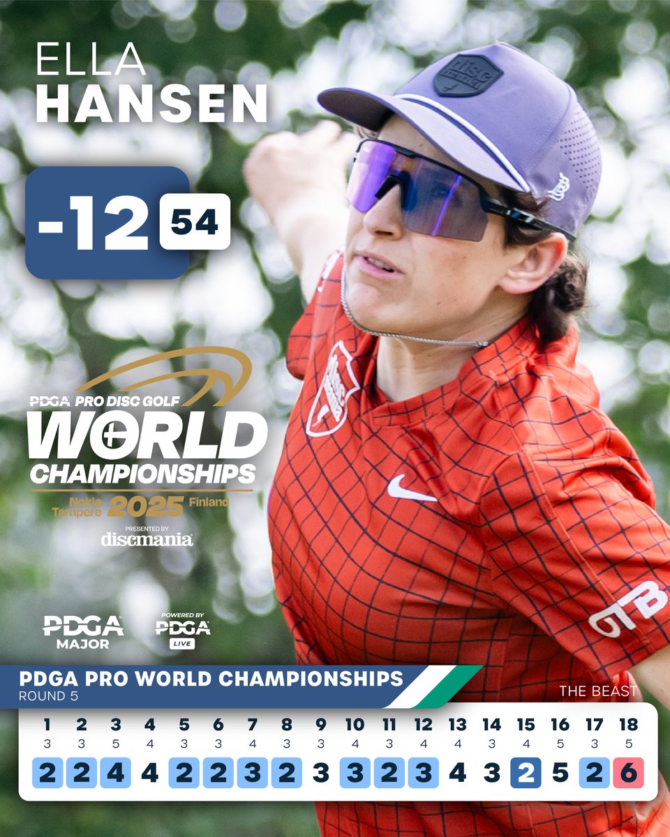 HISTORY IN THE MAKING! Ella Hansen's final round at the 2025 PDGA Professional Disc Golf World Championships OFFICIALLY clocks in with a 1065 rating, the highest round rating ever recorded in women's disc golf!