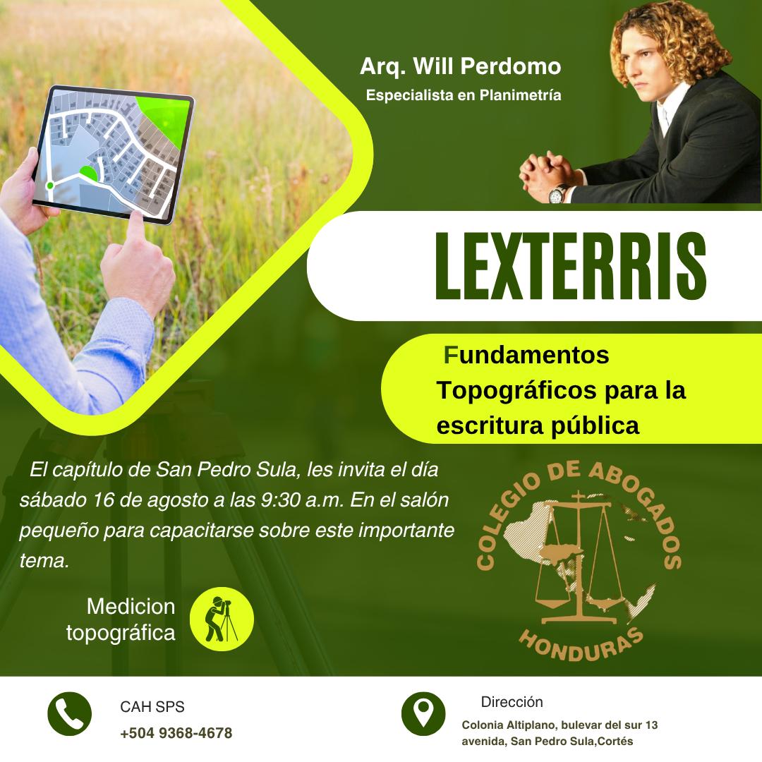 El capítulo de San Pedro Sula, les invita el día sábado 16 de agosto a las 9:30 a.m. En el salón pequeño para capacitarse sobre este importante tema.
Fundamentos Topográficos para la escritura publica