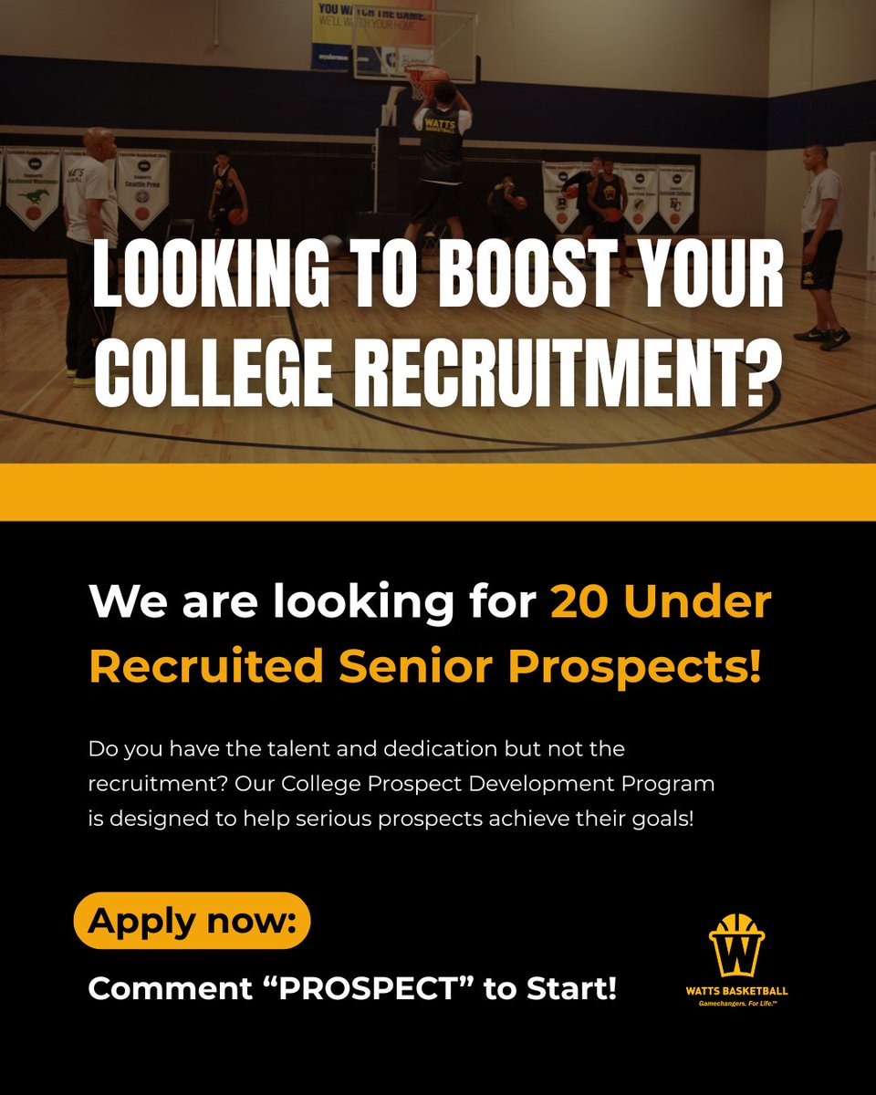 WattsBBall's tweet image. We’re enrolling 20 most qualified under recruited players into our year-round College Prospect Development Program.

If you're under-recruited but hungry, this is your chance to level up and get noticed.

wattsbasketball.co/wattscpinfo

#WattsWay #JUCOProspects #BasketballDevelopment