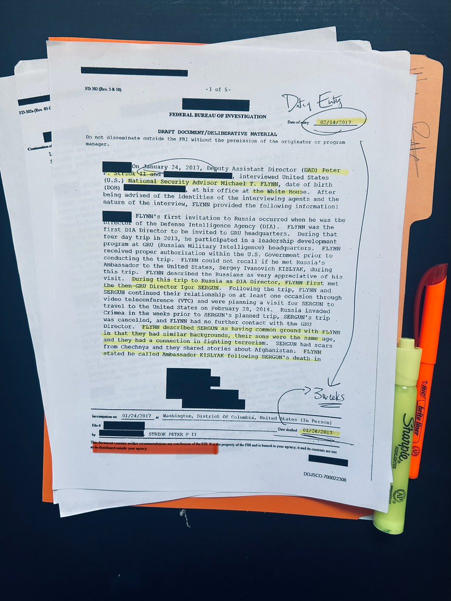 Catherine Herridge (@c__herridge) on Twitter photo Why did it take THREE weeks for Agent Strzok and team to file their summary of <a href="/GenFlynn/">General Mike Flynn</a>’s January 2017 White House interview?
Veteran <a href="/FBI/">FBI</a> agents tell me the delay is suspect, and not standard.
Typically interview notes, known as an FBI ‘302,’ are finalized within 48-72 Why did it take THREE weeks for Agent Strzok and team to file their summary of <a href="/GenFlynn/">General Mike Flynn</a>’s January 2017 White House interview?
Veteran <a href="/FBI/">FBI</a> agents tell me the delay is suspect, and not standard.
Typically interview notes, known as an FBI ‘302,’ are finalized within 48-72