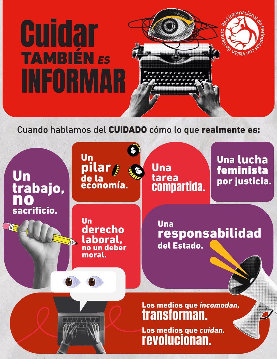 #CuidadosYMedios #XVIConferenciaMujerALC #RIPVG
📣 ¿Sabías que +40% de noticias promueven estereotipos de género que refuerzan roles de las mujeres vinculados al hogar y al cuidado de niñez? Los medios pueden hacer la diferencia. Cuidar no es una tarea de mujeres, es un trabajo.