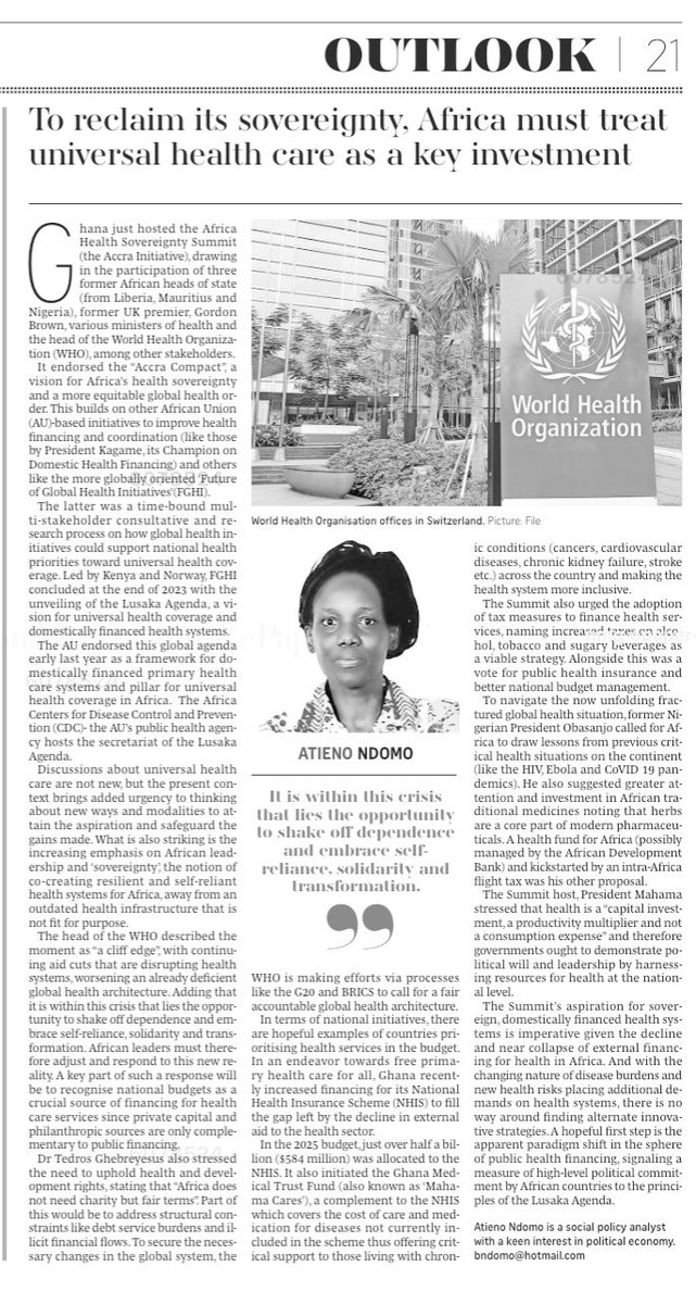 🗣️🔊The aspiration for sovereign, domestically financed health systems is imperative given the decline &amp; near collapse of external financing for health in Africa. Plus, changing disease burdens &amp; new health risks are stretching health systems- compelling alternate innovations.