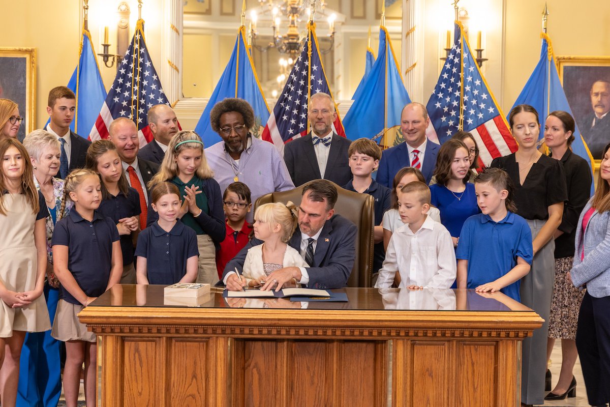 Today, <a href="/GovStitt/">Governor Kevin Stitt</a> joined LNH eligible students from across Oklahoma for a ceremonial signing of SB 105—strengthening the LNH program to serve more children with special needs. Thanks to the governor and bill authors Sen. Julie Daniels and <a href="/chad4ok/">Chad Caldwell</a> for supporting families &amp;