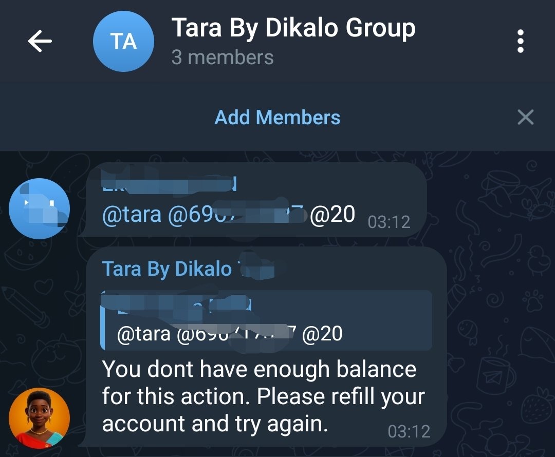 Ekambi (@ekambos) on Twitter photo <a href="/tarabydikalo/">Tara By Dikalo</a> peut aussi être dans un groupe Telegram. Avec <a href="/tara/">Tara Tiger Brown, PhD Ⓥ 🌲💚</a> on peut lui envoyer des commandes. Par example envoyer de l'argent à un membre de groupe. Ideal pour les groupes de cotisation ou la collecte de fond dans un groupe(annivs,sorties,etc...) <a href="/tarabydikalo/">Tara By Dikalo</a> peut aussi être dans un groupe Telegram. Avec <a href="/tara/">Tara Tiger Brown, PhD Ⓥ 🌲💚</a> on peut lui envoyer des commandes. Par example envoyer de l'argent à un membre de groupe. Ideal pour les groupes de cotisation ou la collecte de fond dans un groupe(annivs,sorties,etc...)