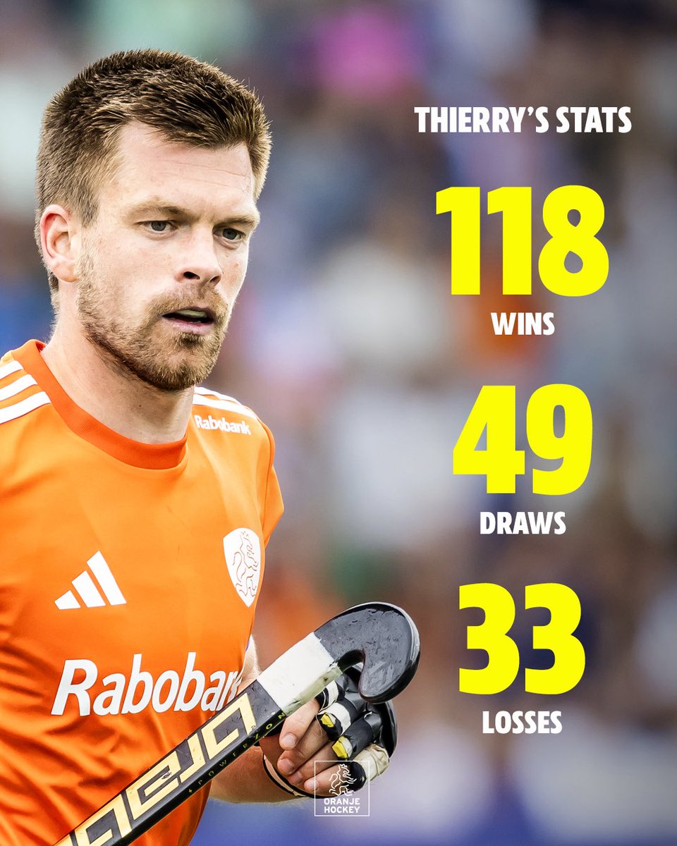 oranjehockey's tweet photo. Captain Thierry Brinkman earned his 200th cap today. Here are some statistics from his prolific career https://t.co/vniqFy6h5U