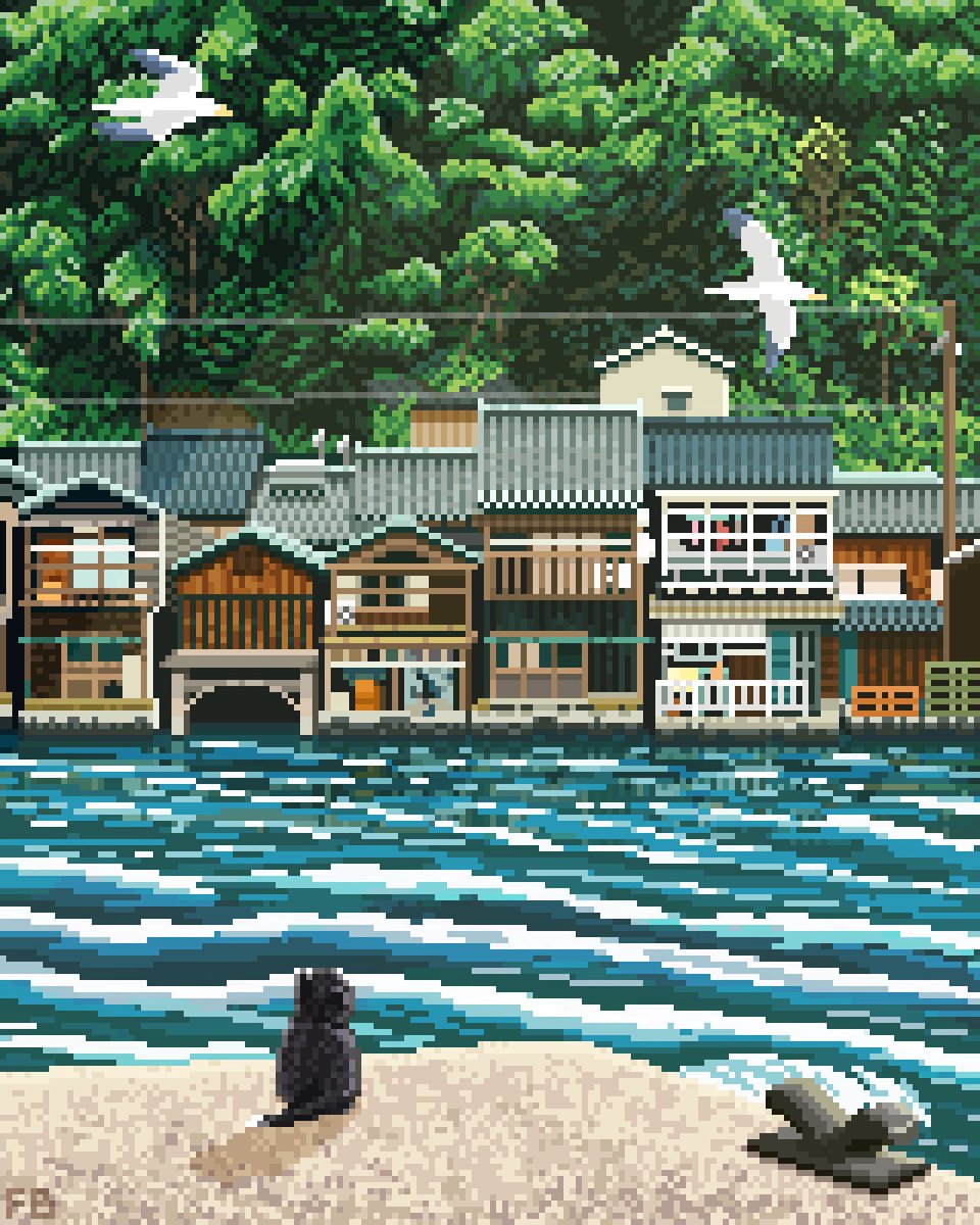 Repost of “Ine Fishing Village” from last year

#pixelart #ドット絵