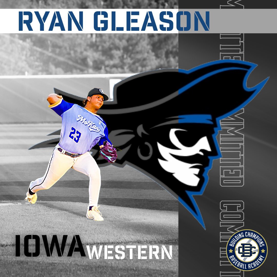 Congratulations to <a href="/Ryan_Gleason11/">Ryan Gleason</a> on his commitment to <a href="/reiverbaseball/">Iowa Western Reivers Baseball</a>. Big time power arm that is a bulldog on the mound. Excited to watch this kid at the next level. <a href="/PrepBaseballKS/">Prep Baseball Kansas</a> <a href="/Drew_Olla/">Andrew Olla</a> <a href="/BcKarve/">BCKarve</a> #Committed #BCbaseball