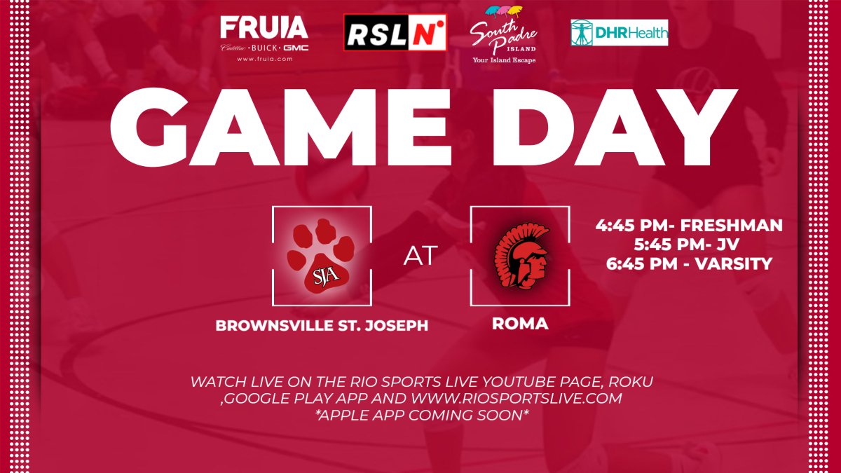 We are Live!
Sub Varsity &amp; Varsity Volleyball: Brownsville St. Joseph vs Roma 8.12.25

Watch Live on the Rio Sports Live Youtube Page, Roku, Google Play App, and riosportslive.com

#RSLVolleyball
“Brought to you in part by T-Mobile. Now serving Raymondville, Port Isabel and