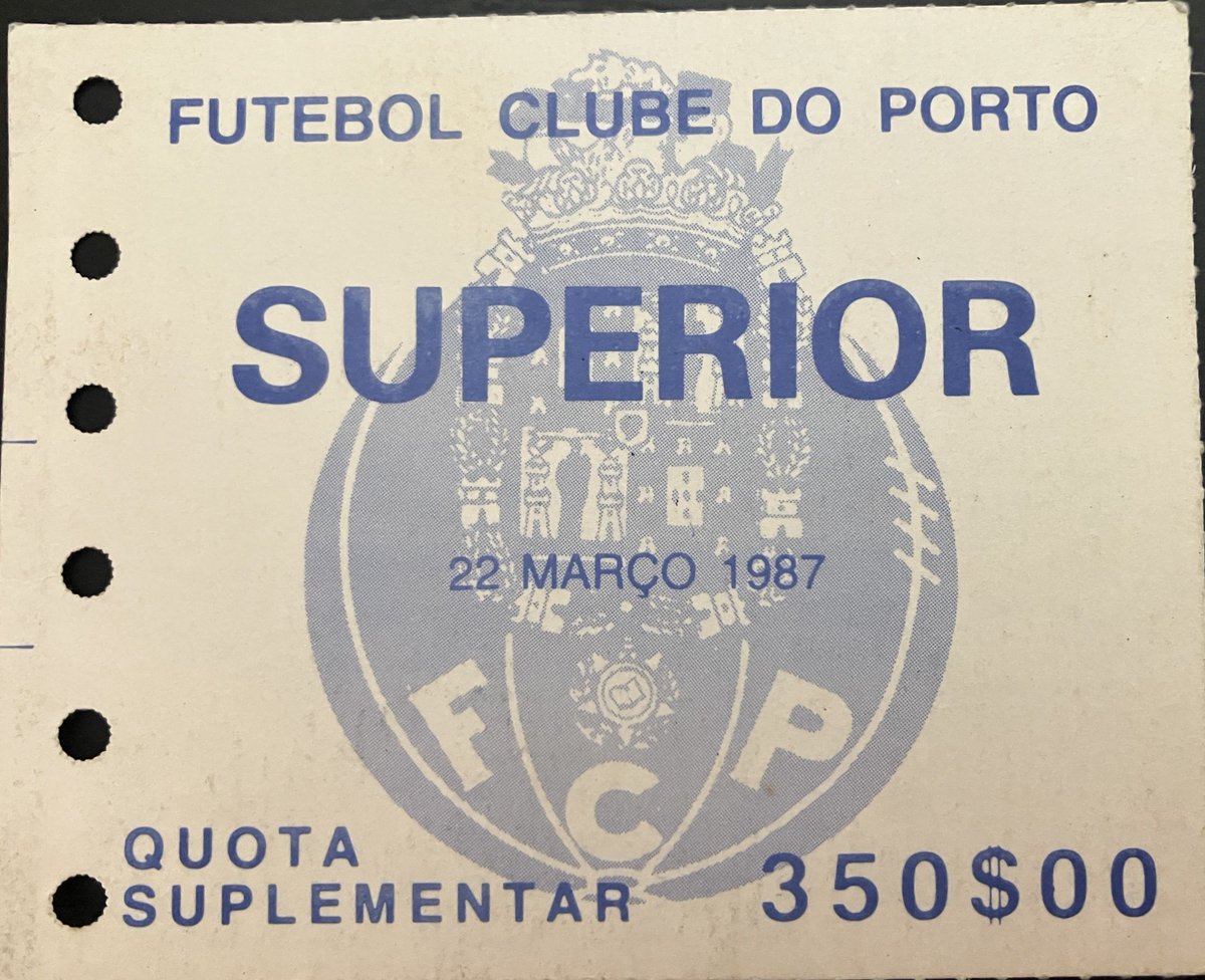 📸 Lamas Bilhetes Collection
📅 Data: 1987.03.22
📍 Local: Antas
🆚 Adversário: Belenenses
⚽ Resultado: FC Porto 1-0 Belenenses
🥅 Marcador: Gomes
🏆 Jornada: 23.ª da Primeira Divisão
🪑 Lugar: Superior
💶 Preço: 350$00
💙 Memória: Vitória após o golo do Juary na Dinamarca!