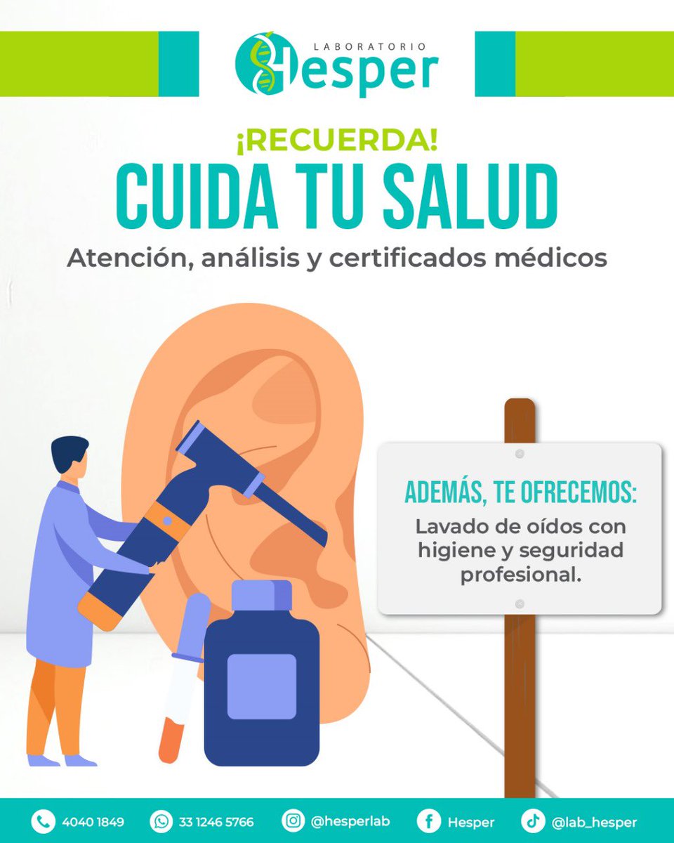 Hesperlab's tweet image. 𝐂𝐮𝐢𝐝𝐚 𝐭𝐮 𝐬𝐚𝐥𝐮𝐝 𝐜𝐨𝐧 𝐫𝐞𝐬𝐩𝐨𝐧𝐬𝐚𝐛𝐢𝐥𝐢𝐝𝐚𝐝 𝐲 𝐜𝐨𝐧𝐟𝐢𝐚𝐧𝐳𝐚 🔬 ✨

En 𝗟𝗮𝗯𝗼𝗿𝗮𝘁𝗼𝗿𝗶𝗼 𝗛𝗲𝘀𝗽𝗲𝗿 te acompañamos en cada paso: 

💉 Realízate tus estudios médicos 
📄 Solicita tu certificado cuando lo necesites 
🩺 Accede a atención médica