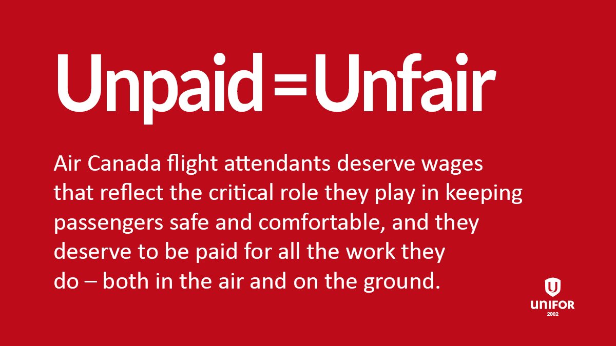 Unifor2002's tweet image. #Unifor Local 2002 proudly stands with our sisters, brothers, and friends at #CUPE – #AirCanada Component, as they continue their fight for a fair contract.

#FlightAttendants have made it clear—their top issue is fair compensation.
 
unifor2002.org/News-Room/MISC…
 
#dayofaction2025