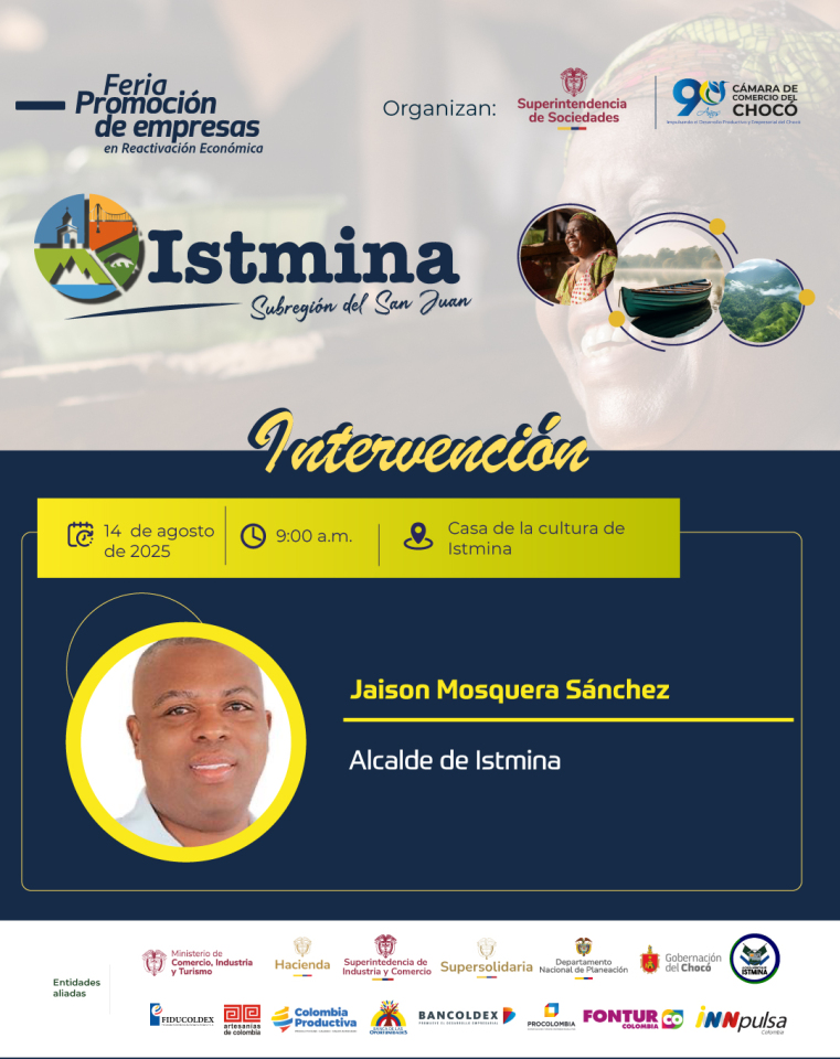#PromociónDeEmpresas 🚀 | La Ruta de Salvamento Empresarial 2025 llega a Istmina. 
Acompáñanos en una mañana llena de conferencias y espacios de diálogo diseñados para fortalecer el tejido empresarial de la región.